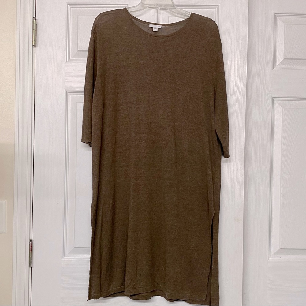 J. Jill Linen Blend Long Line Swim Beach Cover Brown Sz L